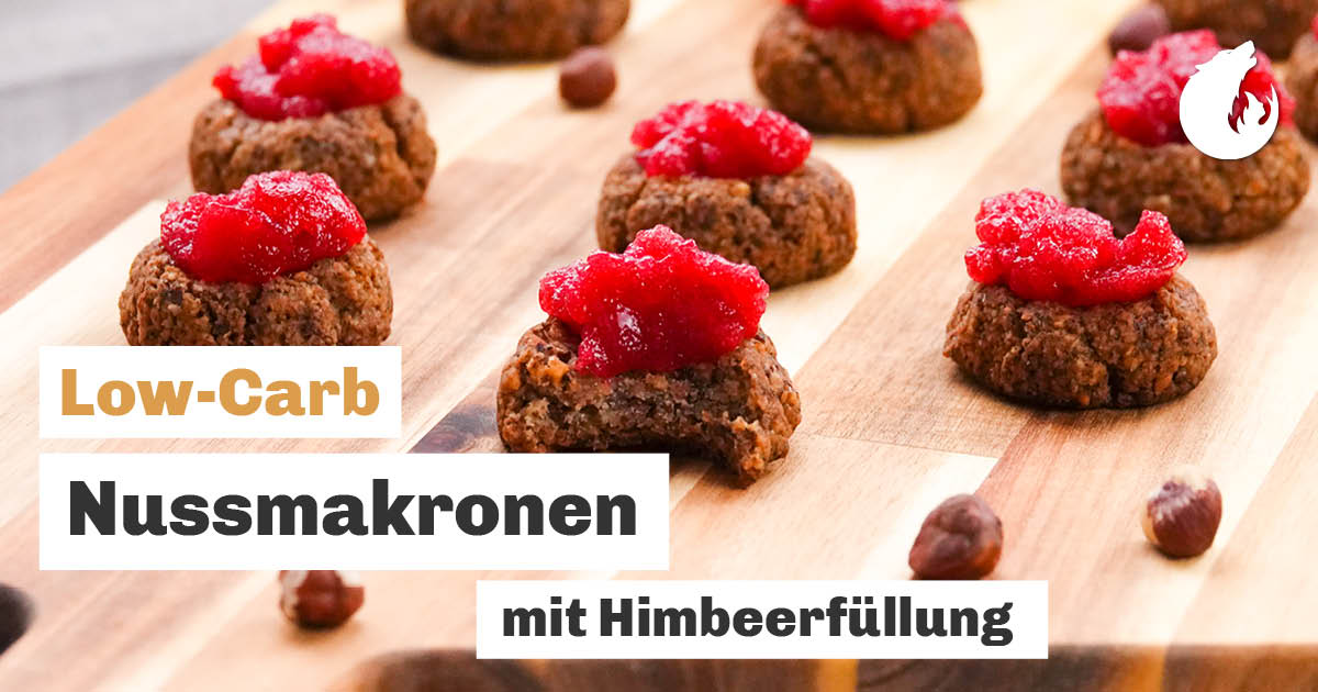 Nussmakronen mit Himbeerfüllung – Lecker nussig &amp; fruchtig, Low-Carb