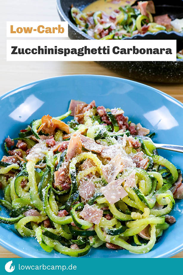 Zucchinispaghetti Low-Carb nach Carbonara-Art
