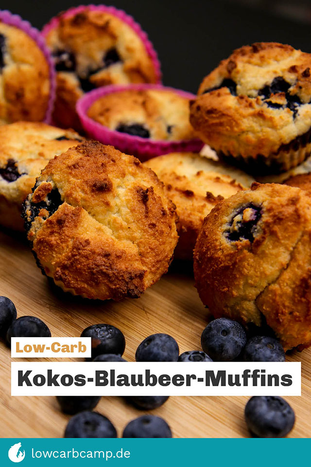 Kokos-Blaubeer-Muffins 😋🫐 Low-Carb süß &amp; saftig