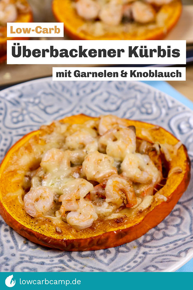 Low-Carb überbackener Kürbis mit Garnelen & Knoblauch