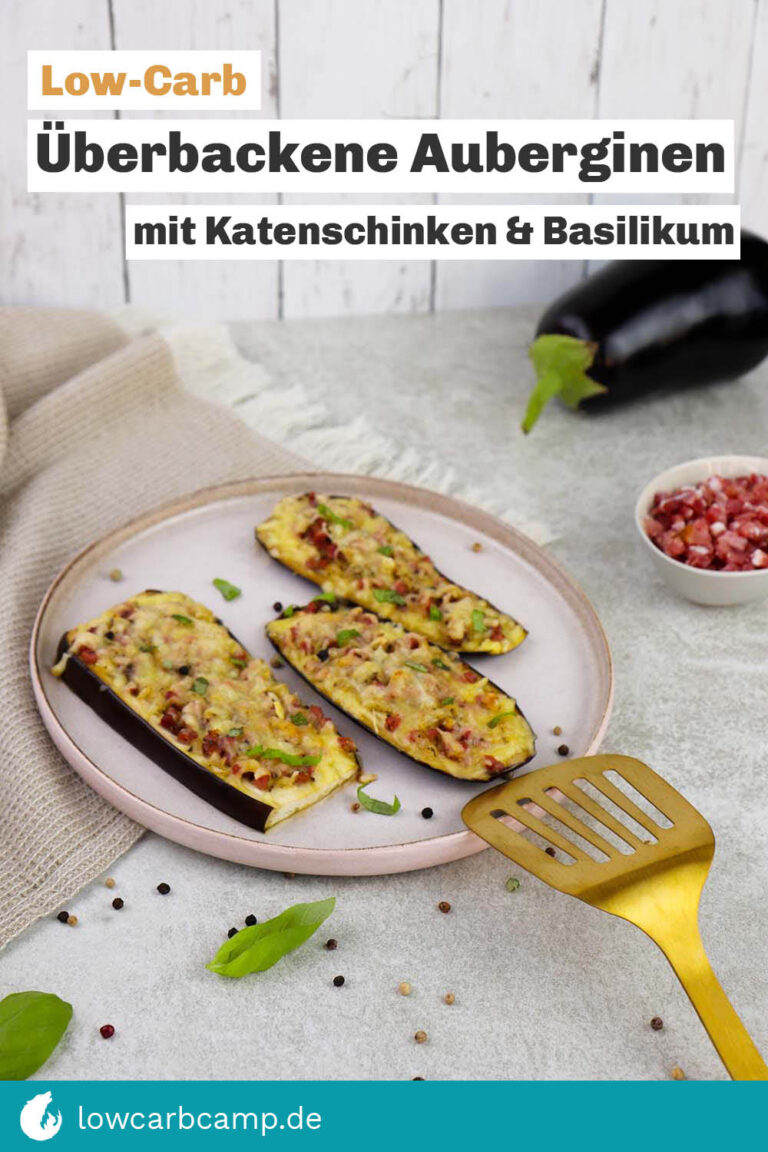 Überbackene Aubergine mit Katenschinken &amp; Basilikum🍆 Low-Carb &amp; würzig