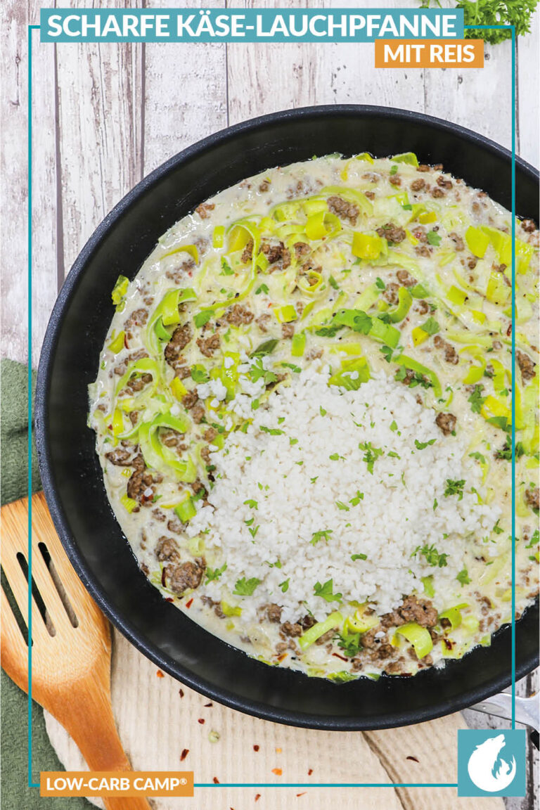 Deine scharfe Käse-Lauchpfanne mit Reis 😋 pikant &amp; Low-Carb!